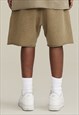 KHAKI WASHED HEAVY COTTON RELAXED FIT SHORTS