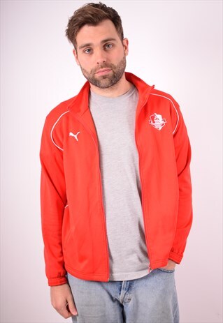 PUMA MENS VINTAGE TRACKSUIT TOP JACKET SMALL RED 90S