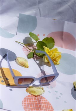 Blue Rectangle Bar Side Detail Sunglasses