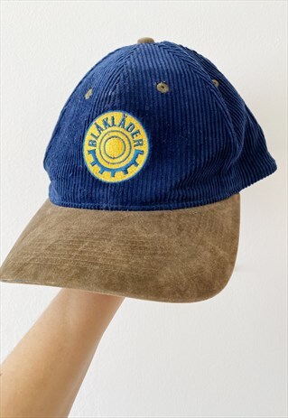 VINTAGE 90S LOGO CORDUROY NAVY BLUE UNISEX SNAP CAP