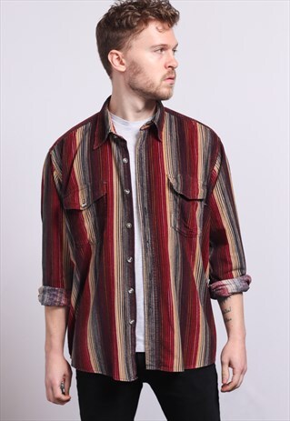 VINTAGE CORDUROY CORD STRIPED SHIRT
