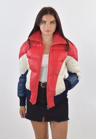 VINTAGE 90S RED BLUE WHITE K-WAY PUFFA JACKET