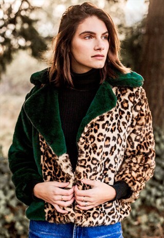 LEOPARD MIXED FAUX FUR COAT