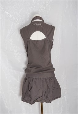 vintage y2k gorpcore Bubble Mini Dress with Cut out back