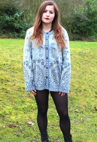 VINTAGE 80S CARDIGAN KNIT - LARGE/XL - CLASSIC
