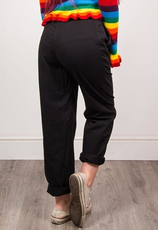 VINTAGE 90'S BLACK SMART HIGH WAIST TAPERED TROUSERS