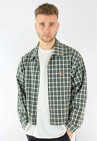 TOMMY HILFIGER CREST CHECKERED HARRINGTON BOMBER JACKET