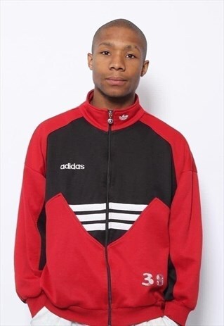 VINTAGE ADIDAS LOGO TRACK JACKET RED