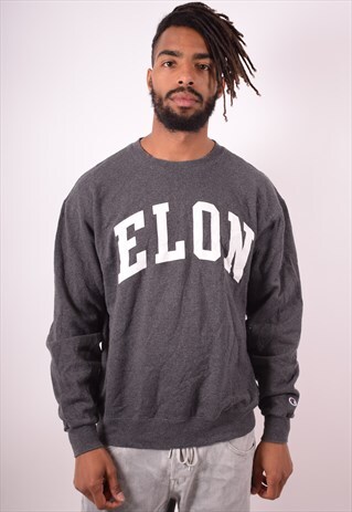 CHAMPION MENS VINTAGE SWEATSHIRT JUMPER LARGE GREY 90S