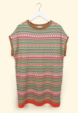 Knit Top Oversized Dress Folk Aztec Pattern