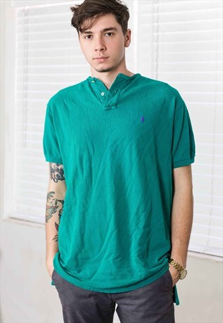 VINTAGE RALPH LAUREN HENLEY T-SHIRT LOGO 90S XL 9.5