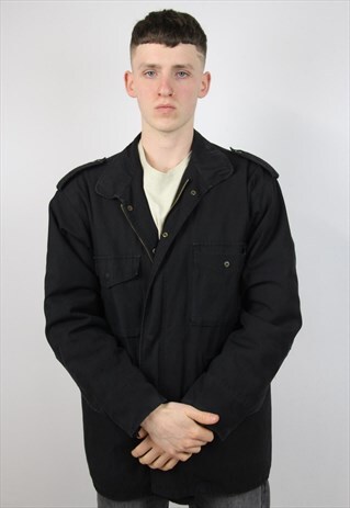 VINTAGE ARMY HEAVY BLACK JACKET