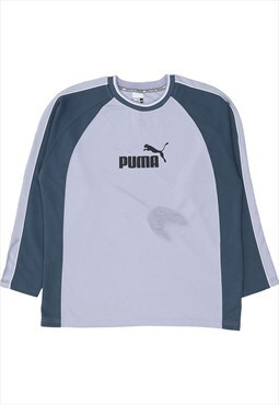 Vintage 90's Puma Sweatshirt Spellout Crewneck Blue,