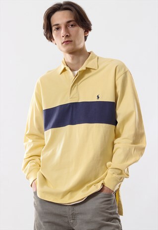 VINTAGE MENS POLO RALPH LAUREN TOP POLO SHIRT LONG SLEEVE