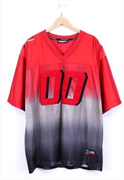 Vintage Big Land Jersey Red Grey Ombre With Logo Patches 