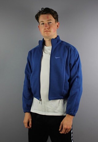 VINTAGE NIKE CROPPED WINDBREAKER JACKET IN BLUE WITH ZIP POC