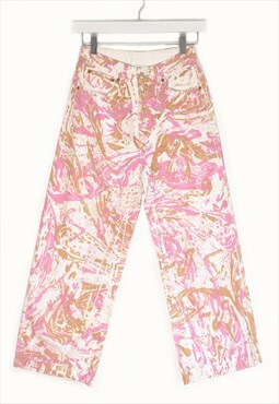 Mini Marble Print Caramel and Pink Straight Leg Jeans 