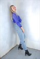 Vintage y2k short cool festival bomber jacket in slip purple