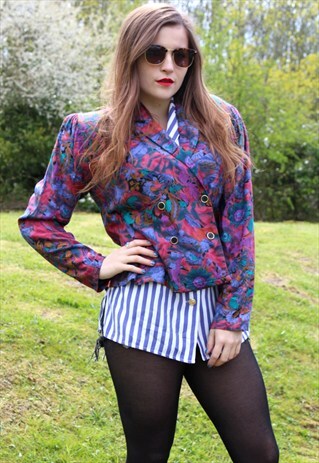 VINTAGE 80S WOMENS JACKET - SIZE 12 - ART