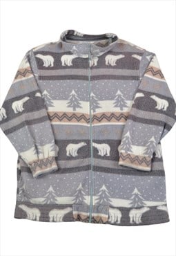 Vintage Fleece Jacket Retro Snow Bear Pattern Ladies Large