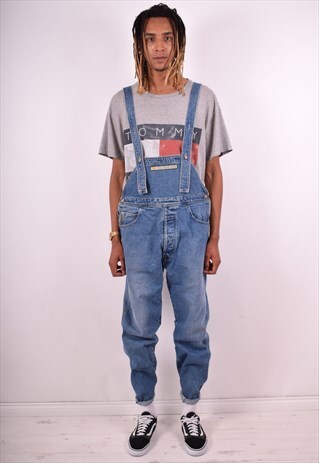 ARMANI MENS VINTAGE DENIM DUNGAREES W40 L32 BLUE 90S