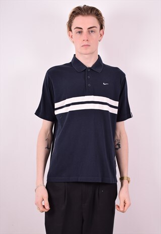 NIKE MENS VINTAGE POLO SHIRT MEDIUM BLUE 90S