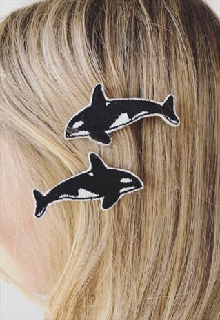 HAIR CLIP WITH ORCA EMBROIDERY
