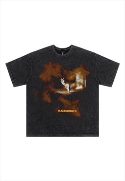 Smoke t-shirt ghost print top grunge Gothic tee acid black