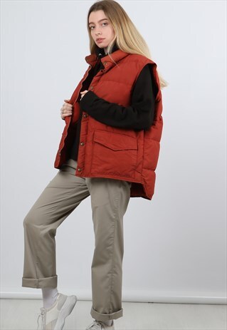 VINTAGE WOOLRICH MEDIUM ORANGE PADDED GILLET JACKET