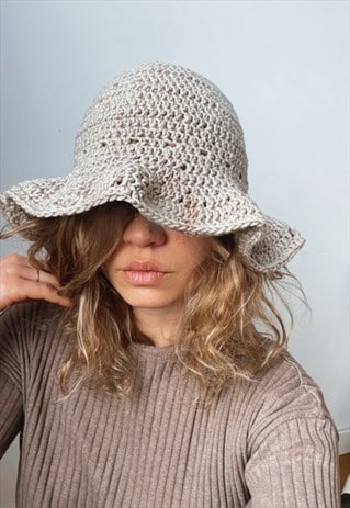 HAND MADE KNITTED COTTON BUCKET HAT