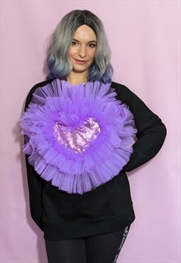 Lilac Sweet Heart Black Sweater Pullover