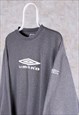 VINTAGE UMBRO GREY SWEATSHIRT 90S SPELL OUT EMBROIDERED XL