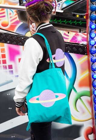 PLANET PURPLE CANDY EMERALD TOTE BAG