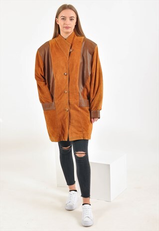 VINTAGE 80S SUEDE LEATHER OVERSIZED COAT