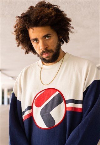 VINTAGE 90'S FILA SWEATSHIRT IN NAVY, RED AND CREAM