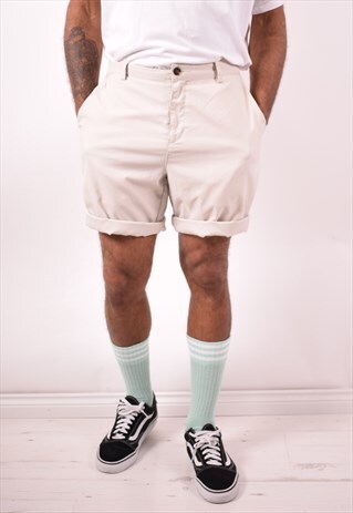 ADIDAS MENS VINTAGE SHORTS LARGE BEIGE 90S