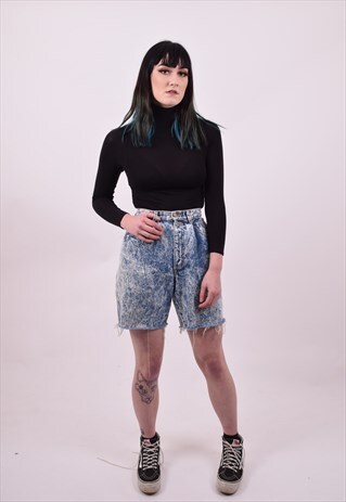 VINTAGE 80'S HIGH WAIST MARBLE WASH SHORTS SIZE 6 TO 8