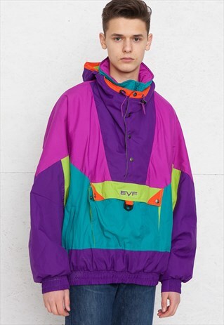 VINTAGE PURPLE PINK GREEN EVF MICRO PULLOVER JACKET