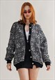 Vintage 80s Nordic Mono Metallic Button Handmade Cardigan XL