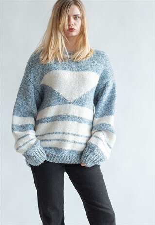 VINTAGE 80S FUNKY OVERSIZED WARM JUMPER IN ABSTRACT PATTERN