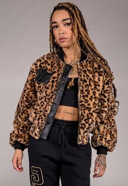 Grimey Bomber Jacket "WESTBOUND" Fur in Leopard