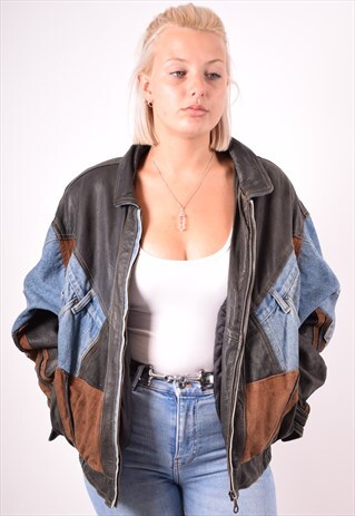 WOMENS VINTAGE DENIM JACKET LARGE BLUE 90S