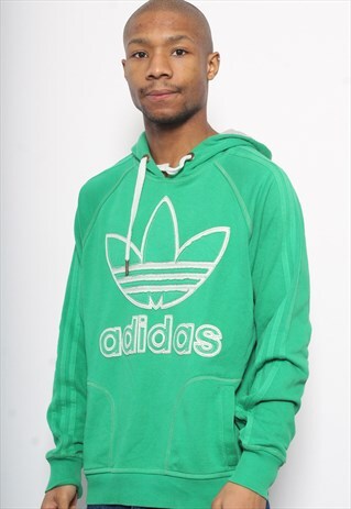 VINTAGE ADIDAS BIG LOGO HOODIE GREEN