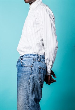 VINTAGE TOMMY HILFIGER SHIRT IN WHITE AND BEIGE STRIPES