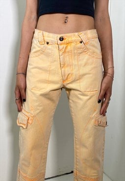 Vintage y2k pockets orange jeans 
