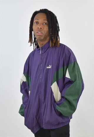 VINTAGE PURPLE PUMA 90S SHELL TRACKSUIT TOP JACKET