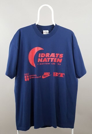 VINTAGE NIKE T-SHIRT 1995 SINGLE STITCH RACE BLUE RED PROMO