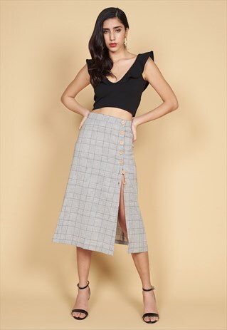 GAIA SIDE BUTTON MIDI SKIRT