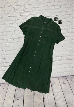 Vintage Button Down Green Midi Dress