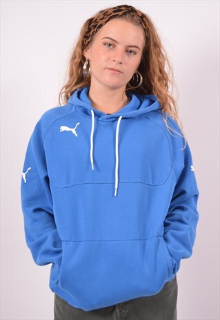 VINTAGE PUMA HOODIE JUMPER BLUE